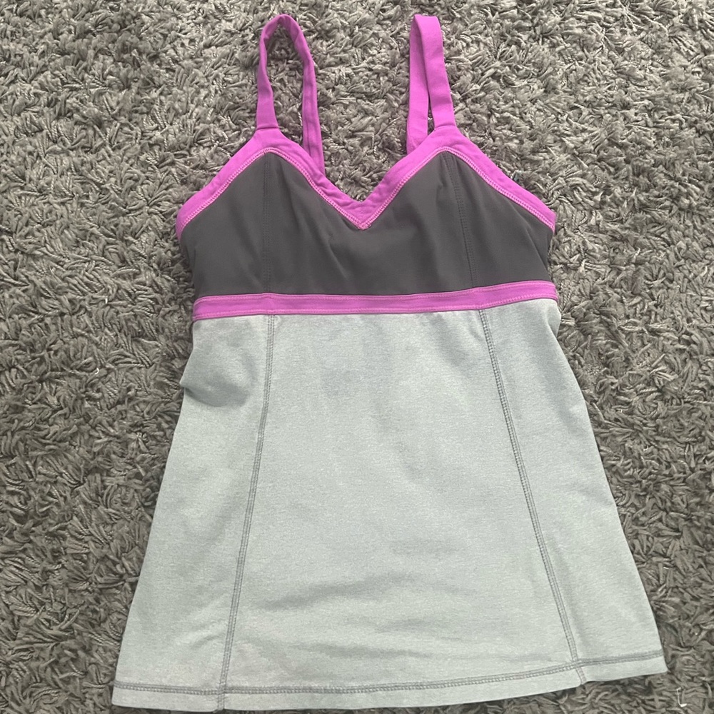 Kyodan purple and grey built in bra tank size small